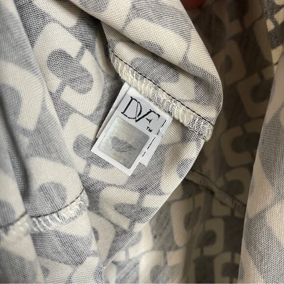 Diane Von Furstenberg Reina Silk Chain Link Shift Dress Black White Size 10 - Picture 12 of 12